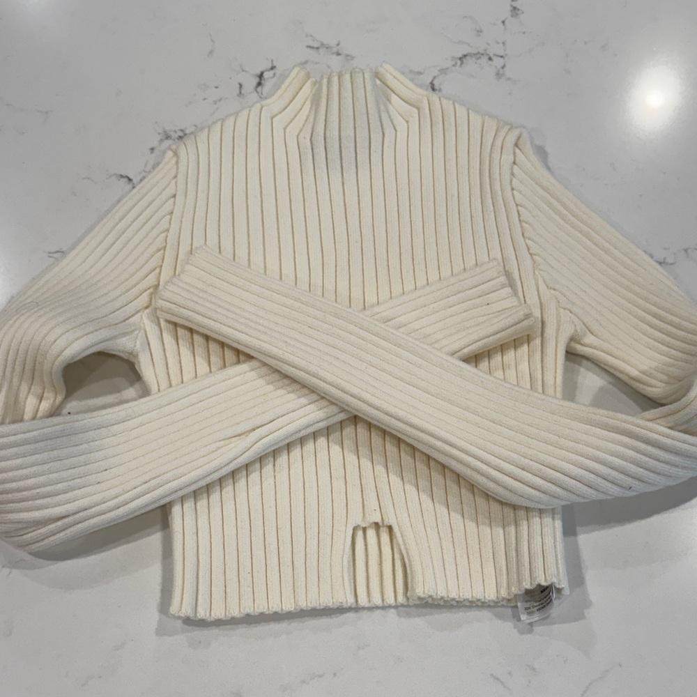 Edikted Cream Ribbed Knit Top - Picture 3 of 6